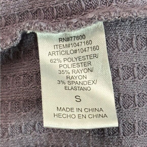 CHASER Thermal Waffle Knit Long Sleeve Tee Pullover Top S Solid LS T-Shirt Tunic - Picture 5 of 5